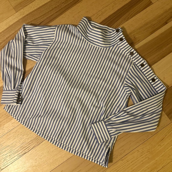 Perfectly Preppy Loft Striped Blouse with Full Button sleeve - Picture 3 of 8